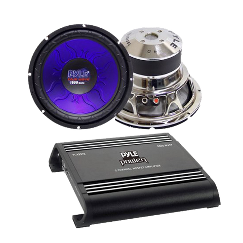 New PYLE PL1290BL 12 2400 Watt Car Audio Subwoofers PYLE 2000W Amplifier Amp